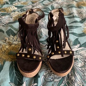 NEW Rokail Brown Suede Leather Fringe Sandals Sz 7